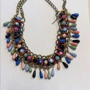 European Culture Multicolor Teardrop Fringe Necklace